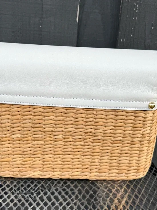 Kate Spade Basket Shoulder/ Crossbody Bag Rattan & leather with Bow Accent - Picture 4 of 9